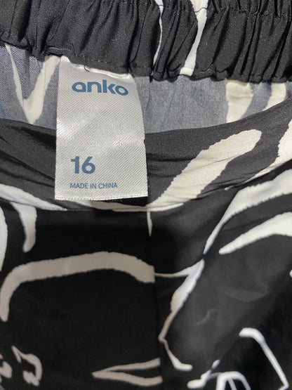 ANKO |XL| WAIST 34|C1|  WOMEN'S HIGH-WAISTED WIDE-LEG CULOTTES - MONOCHROME FLORAL ABSTRACTION