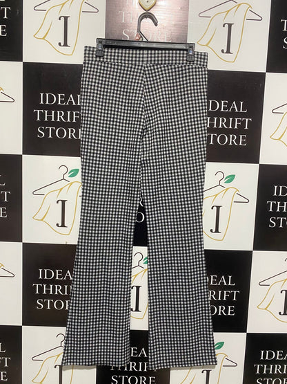 ANKO |L| WAIST 30|C1|WOMEN'S HIGH-WAISTED GINGHAM FLARE PANTS - BLACK & WHITE