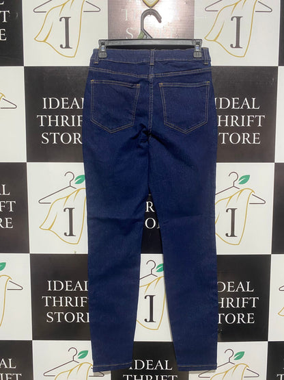 ESSENTIALS DENIM |M| WAIST 28| WOMEN'S HIGH-RISE STRETCH SKINNY JEANS - INDIGO BLUE