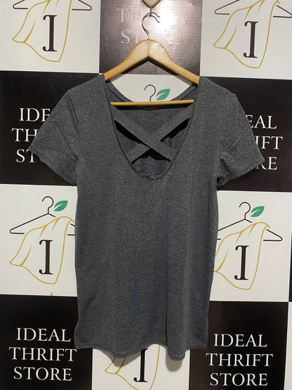 FARGET ACTIVE |M| BUST 18| PREMIUM HEATHER GREY COTTON CREWNECK T-SHIRT ON WOODEN HANGER
