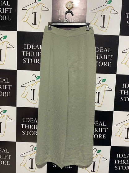 STYLE STATE |L| WAIST 30|C1| WOMEN'S HIGH-WAISTED WIDE-LEG CULOTTE PANTS IN SAGE GREEN