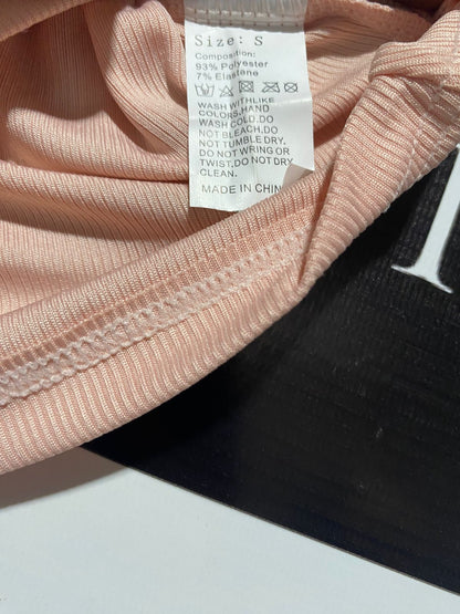 WOMEN'S RIBBED CROPPED TANK TOP IN PEACH |S| BUST 13|
