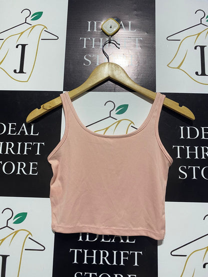 WOMEN'S RIBBED CROPPED TANK TOP IN PEACH |S| BUST 13|