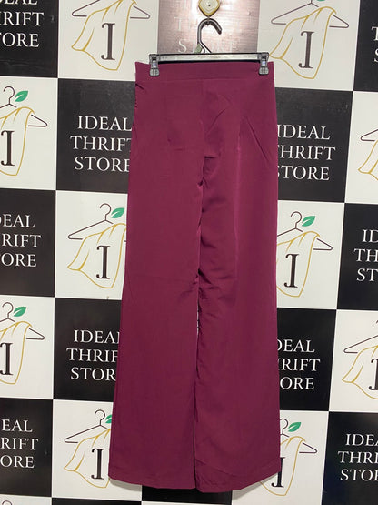 CHARM COLLECTION |M| WAIST 27| WOMEN'S HIGH-WAISTED WIDE-LEG TROUSERS IN BERRY