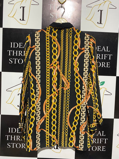 PRIMARK |M| BUST 19| WOMEN'S GOLD CHAIN PRINT BUTTON-UP SHIRT