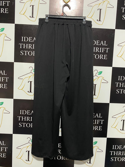 WOMEN'S HIGH-WAISTED WIDE-LEG PLEATED TROUSERS IN BLACK |XL| WAIST 33|