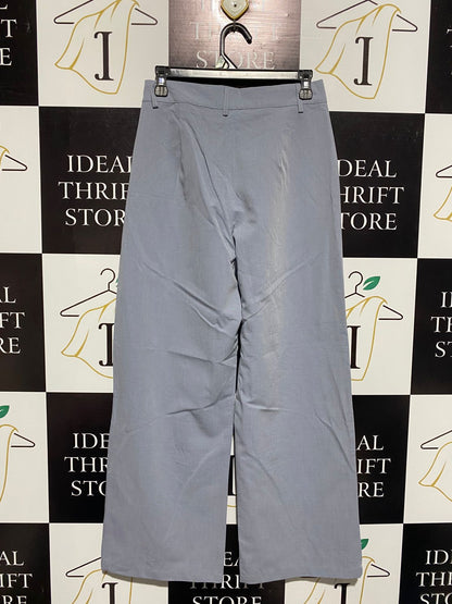 WOMEN'S HIGH-WAISTED PLEATED TROUSERS IN COOL GREY |M| WAIST 28|