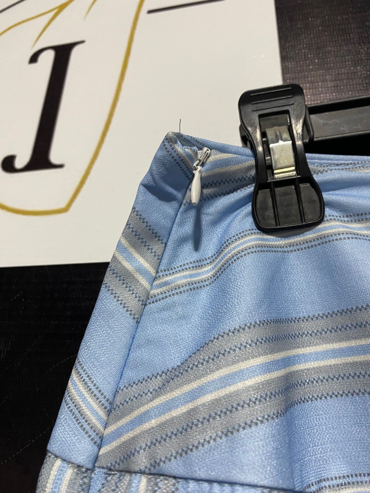 WOMEN'S HIGH-WAISTED VERTICAL STRIPED WIDE-LEG PANTS IN SKY BLUE |M| WAIST 29|