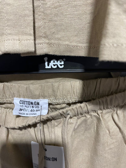 COTTON ON |M| WOMEN'S LINEN CO-ORD SET IN NATURAL BEIGE
