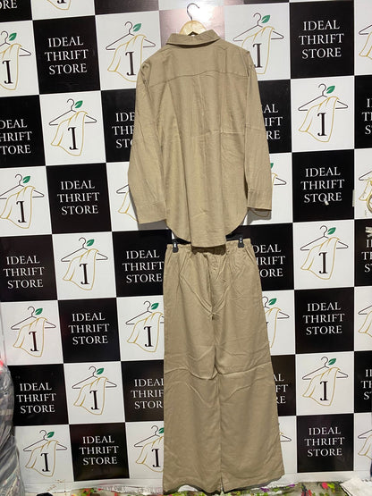 COTTON ON |M| WOMEN'S LINEN CO-ORD SET IN NATURAL BEIGE