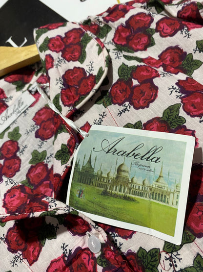 ARABELLA |L| WOMEN'S FLORAL COTTON PYJAMA SET IN BERRY RED