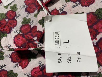 ARABELLA |L| WOMEN'S FLORAL COTTON PYJAMA SET IN BERRY RED