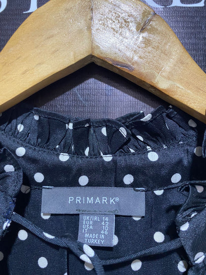 PRIMARK |L| BUST 19| WOMEN'S POLKA DOT MIDI DRESS IN BLACK AND WHITE