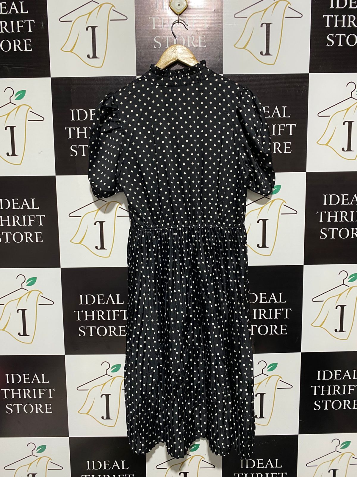 PRIMARK |L| BUST 19| WOMEN'S POLKA DOT MIDI DRESS IN BLACK AND WHITE