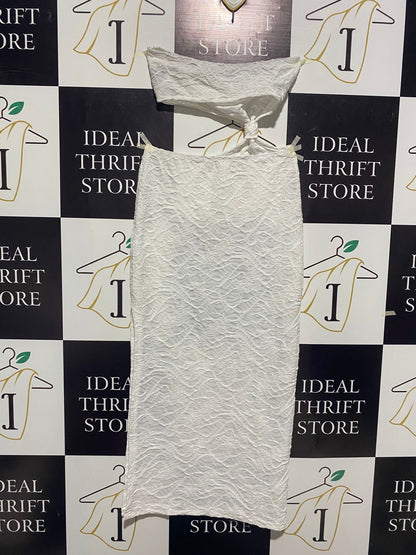 SHEIN |M| BUST 13|C5| WOMEN'S TEXTURED CUT-OUT MAXI DRESS IN WHITE