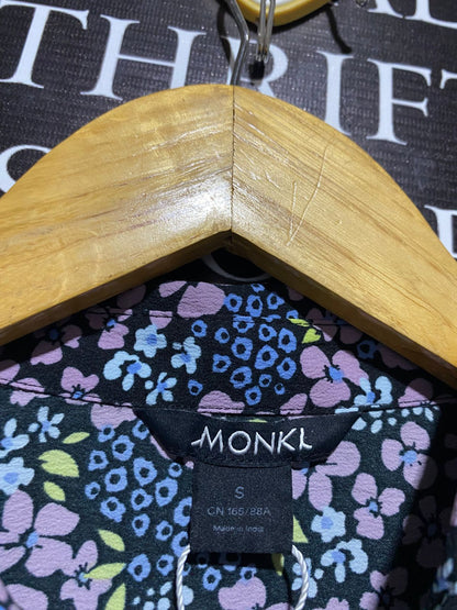 MONKL |S| BUST 19|C4| LONG SLEEVE BUTTON-FRONT MIDI DRESS WITH COLLAR