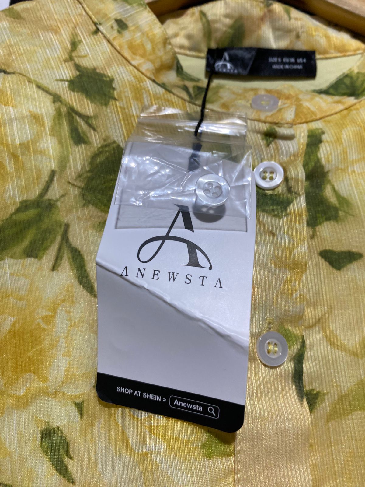 ANEWSTA |S| BUST 17|C4| PALE YELLOW SHEER FLORAL MAXI DRESS WITH BISHOP SLEEVES