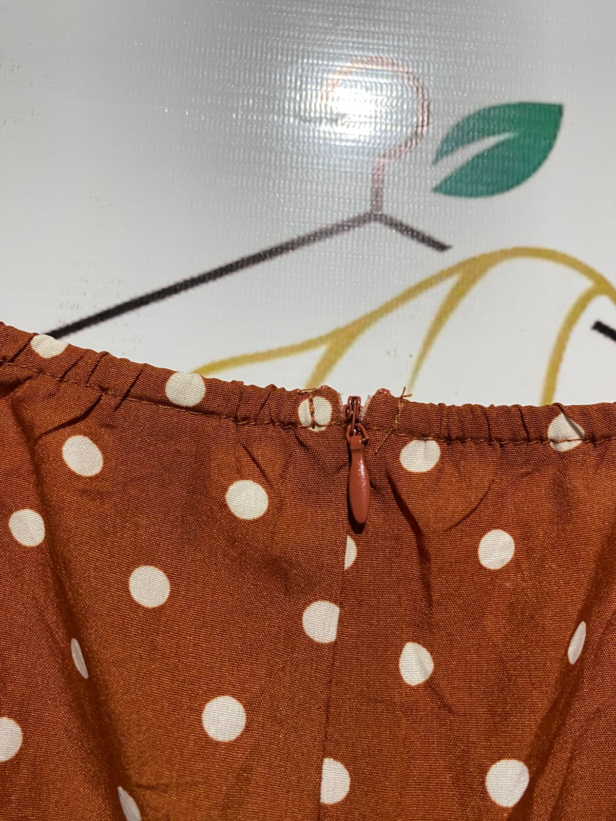 SHEIN |M| BUST 16| RETRO RUST ORANGE POLKA DOT MIDI DRESS WITH SLIT MAXI