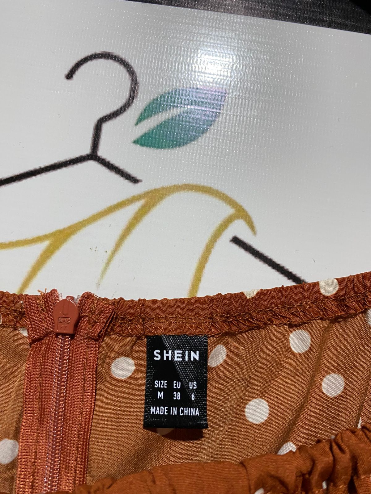 SHEIN |M| BUST 16| RETRO RUST ORANGE POLKA DOT MIDI DRESS WITH SLIT MAXI