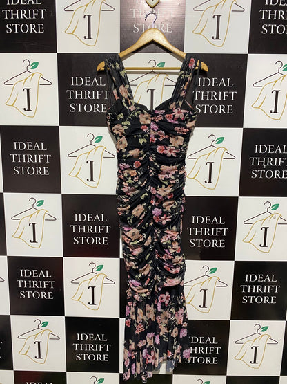 AMAROSO |L| BUST 16| FLORAL RUCHED BODYCON MIDI DRESS