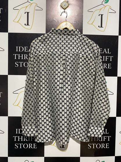 PREVIEW |L| BUST 23| MONOCHROME GEOMETRIC PRINT BUTTON-DOWN SHIRT