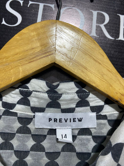 PREVIEW |L| BUST 23| MONOCHROME GEOMETRIC PRINT BUTTON-DOWN SHIRT
