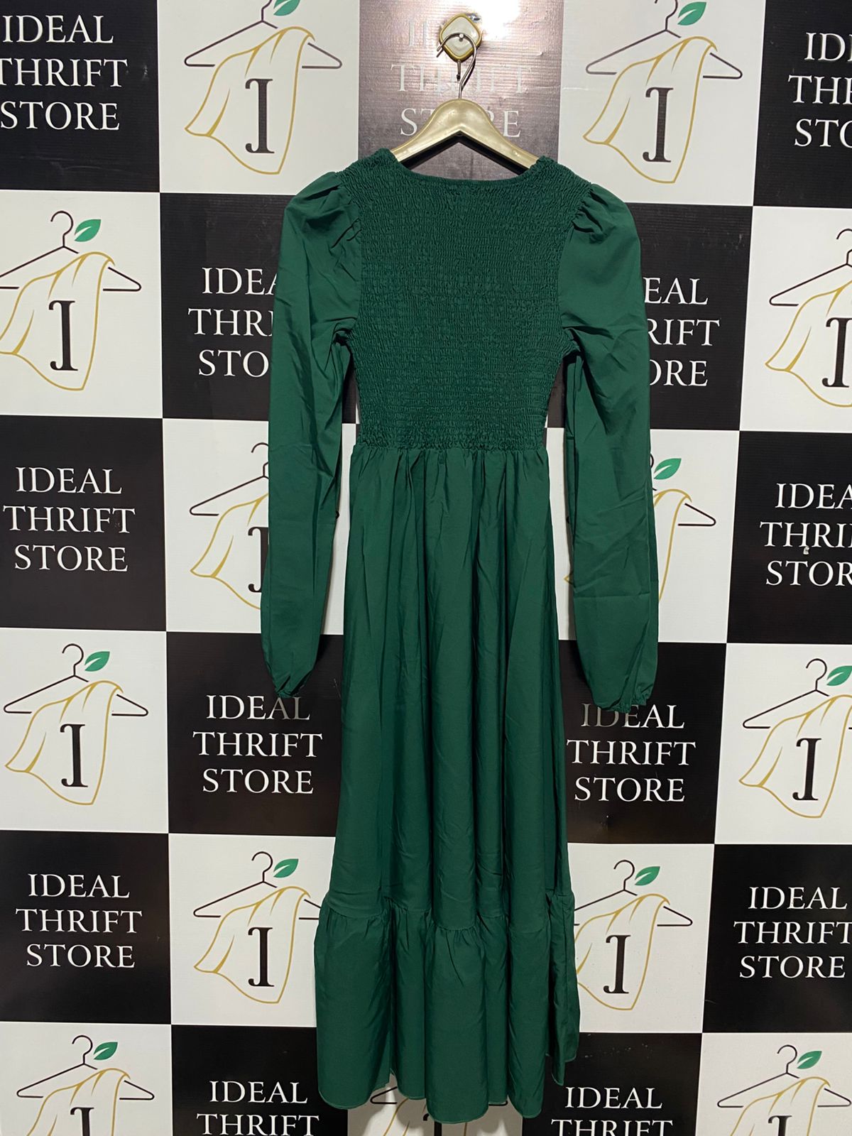 SHEIN |M| BUST 12| C6| FOREST GREEN SMOCKED MAXI DRESS