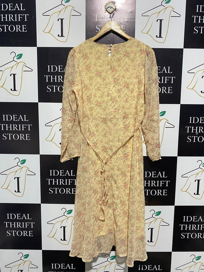 CREAM DITSY FLORAL MIDI DRESS |L| BUST 19|