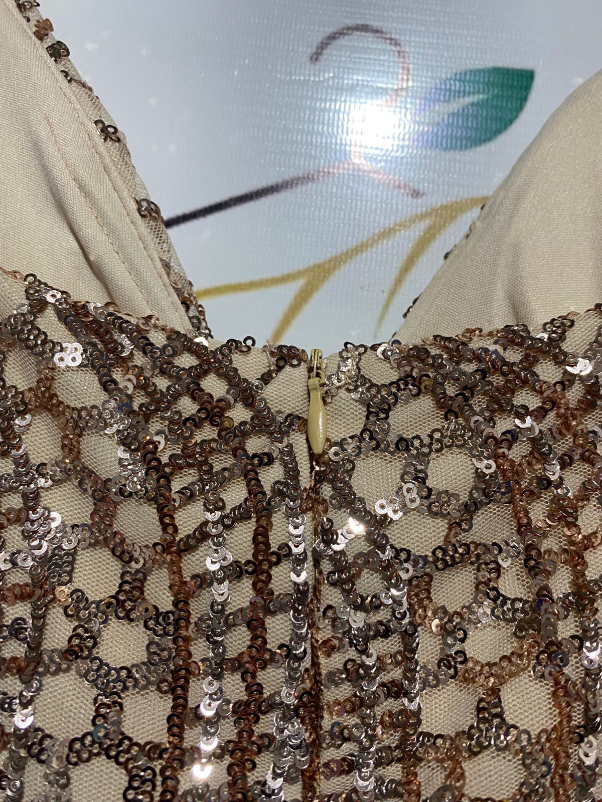 STREET HEART |M| BUST 16| ROSE GOLD SEQUIN ART DECO GOWN MAXI DRESS