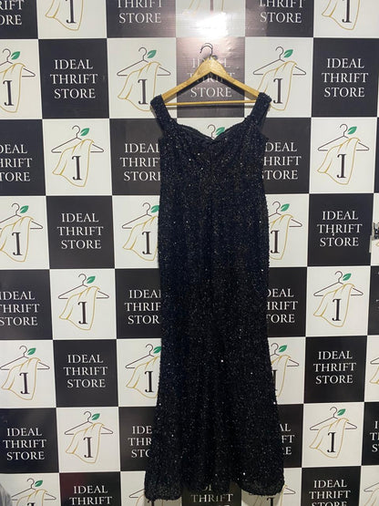 BLACK SEQUIN MERMAID GOWN MAXI DRESS |XL| BUST 18|