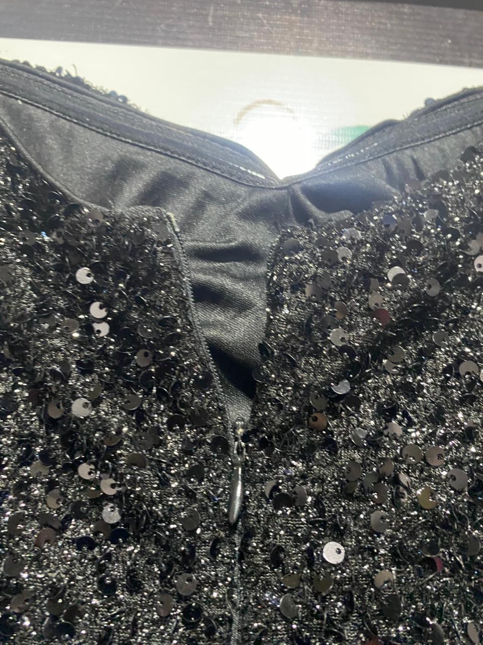 BLACK SEQUIN MERMAID GOWN MAXI DRESS |XL| BUST 18|