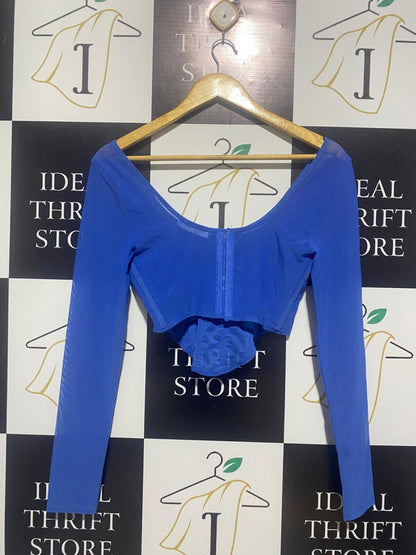 SUPRE |S| BUST 14|C2| BLUE MESH CORSET-STYLE CROP TOP