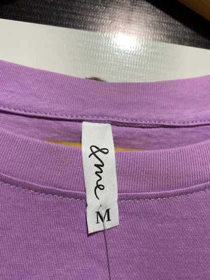 & ME |M| BUST 19| C1|  CHIC LAVENDER SMOCKED PUFF-SLEEVE CREW NECK BLOUSE