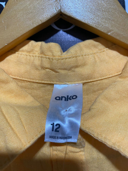ANKO |L| BUST 22| CLASSIC YELLOW LONG SLEEVE BUTTON-DOWN LINEN BLEND SHIRT