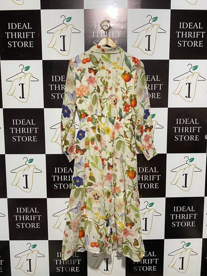 FOREVER NEW |M| BUST 19| VIBRANT BOTANICAL PRINT BUTTON-DOWN TIERED MAXI DRESS
