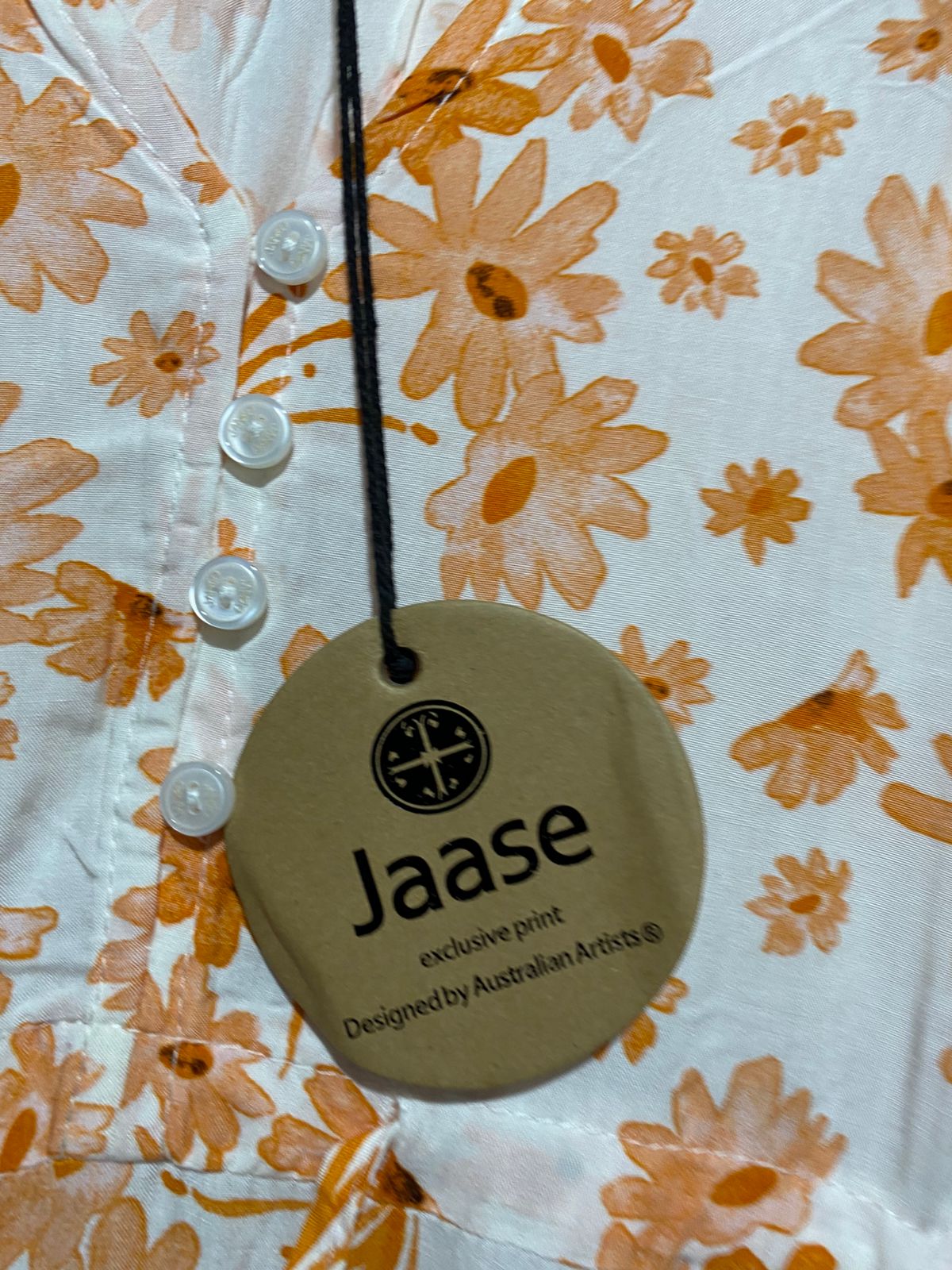 JAASE |XS| BUST 19|C4| WHIMSICAL ORANGE DAISY PRINT TIERED MIDI DRESS