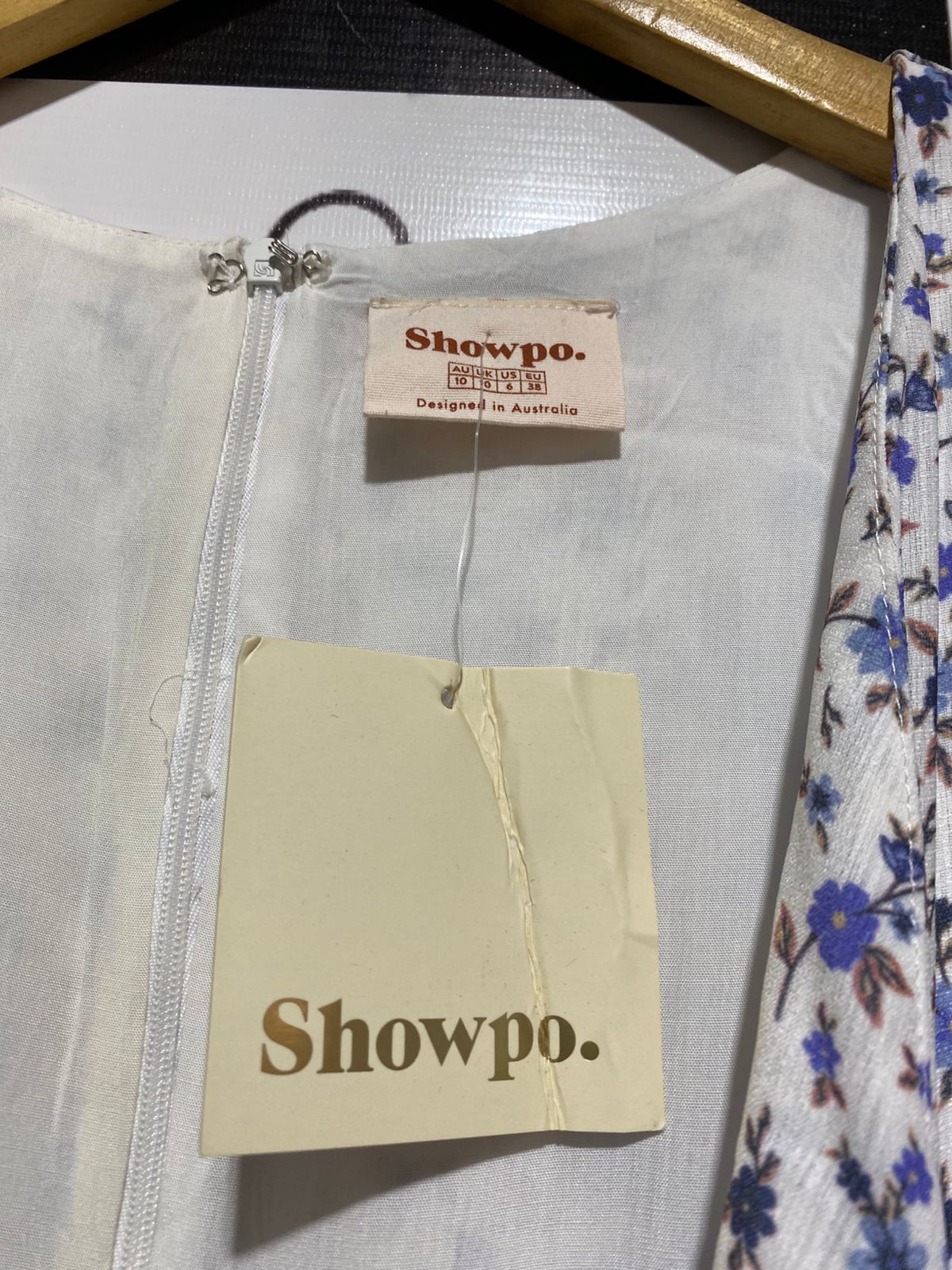 SHOWPO |M| BUST 15| C3| ELEGANT BLUE DAISY CUT-OUT TIE-FRONT MIDI DRESS