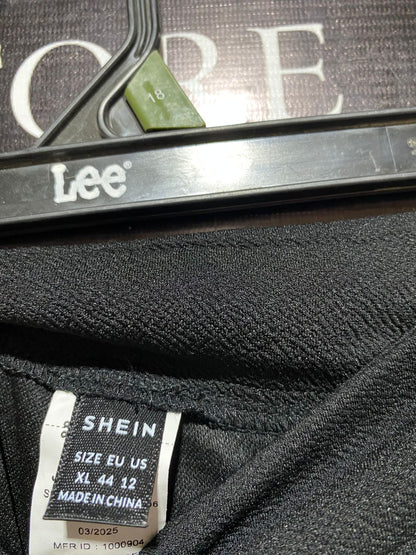 SHEIN |XL| WAIST 28| BLACK SLIT-HEM TAILORED TROUSERS