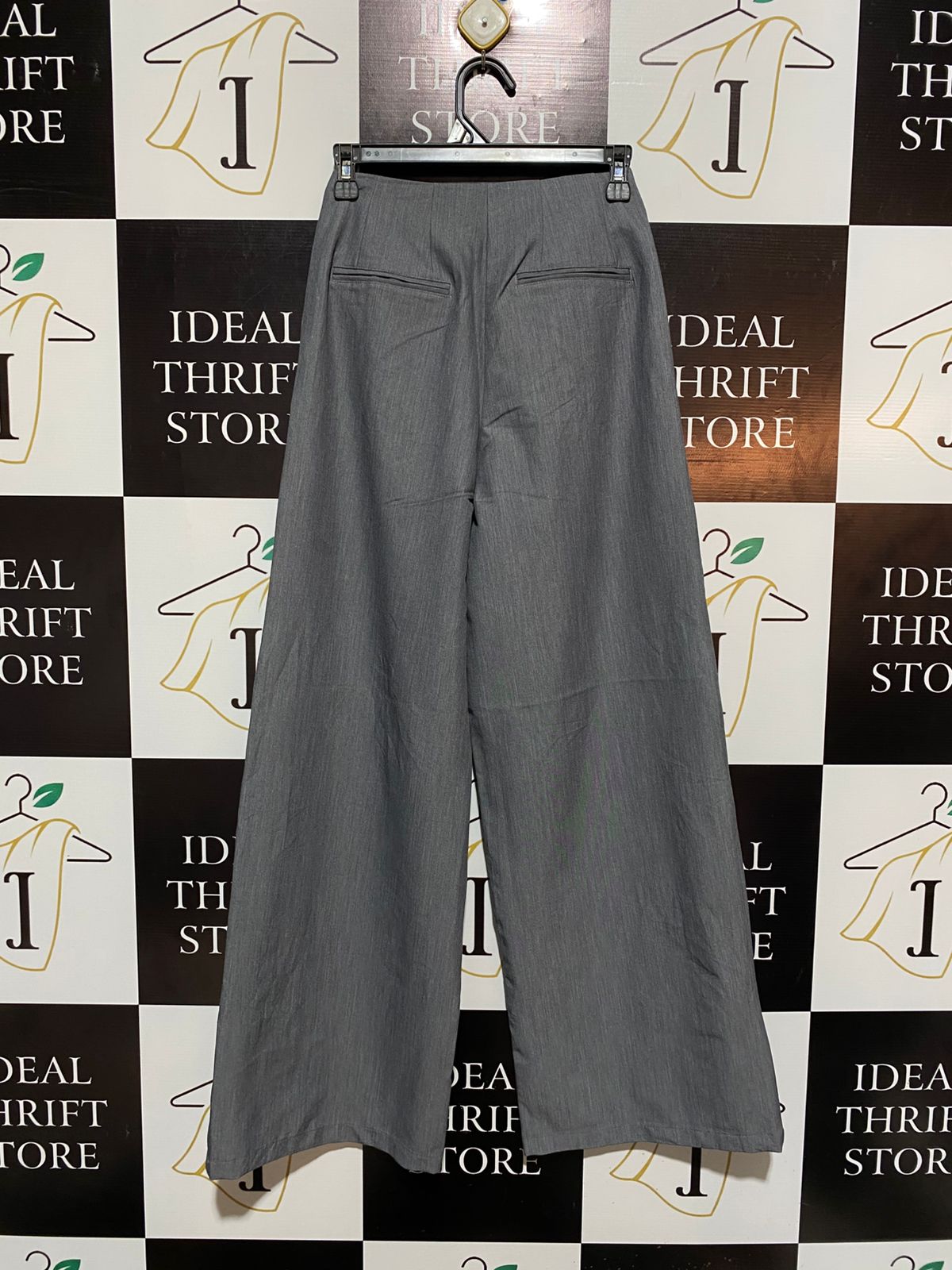 GLASSONS |S| WAIST 24|  CHARCOAL GREY TAILORED WIDE-LEG TROUSERS