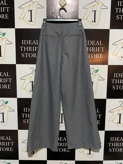 GLASSONS |S| WAIST 24|  CHARCOAL GREY TAILORED WIDE-LEG TROUSERS