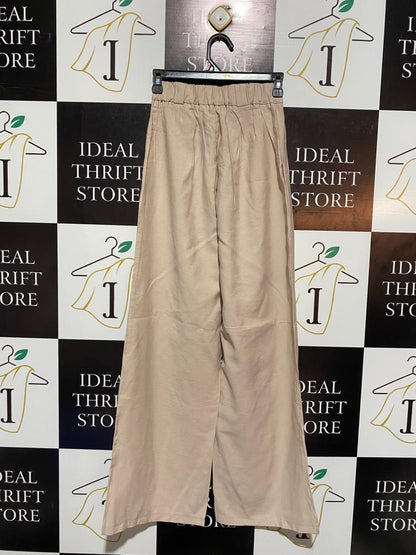 CLASSIC BEIGE WIDE-LEG TROUSERS |S| WAIST 24|