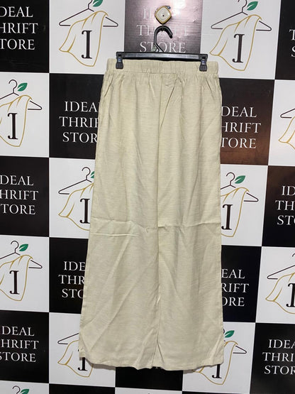 FOREVER |L| WAIST 30| C7| LINEN BLEND WIDE-LEG DRAWSTRING TROUSERS