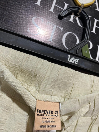 FOREVER |L| WAIST 30| C7| LINEN BLEND WIDE-LEG DRAWSTRING TROUSERS