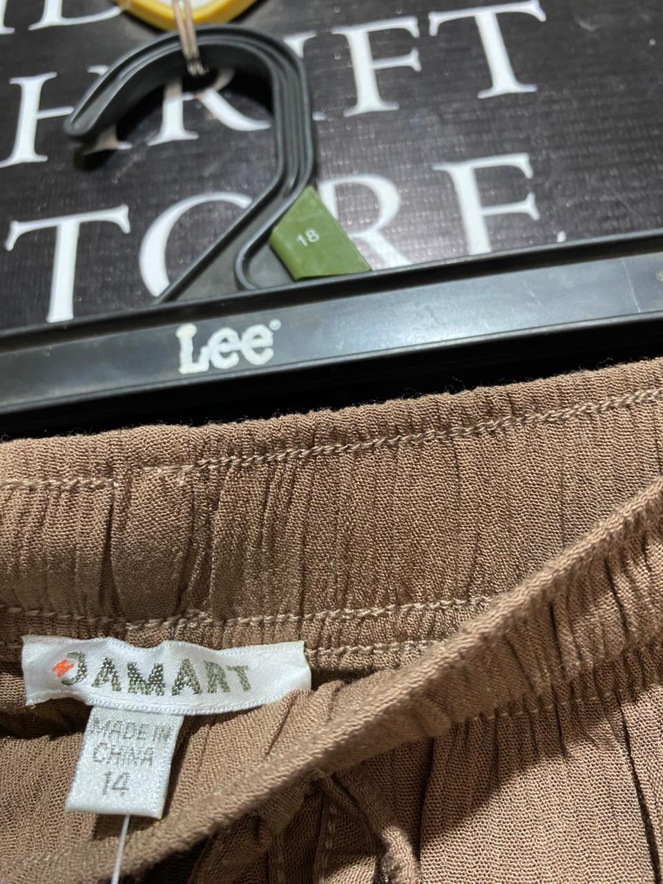 DAMART |L| WAIST 30| BROWN WIDE-LEG DRAWSTRING TROUSERS