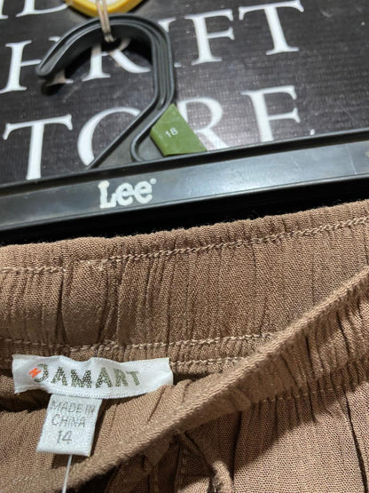 DAMART |L| WAIST 30| BROWN WIDE-LEG DRAWSTRING TROUSERS