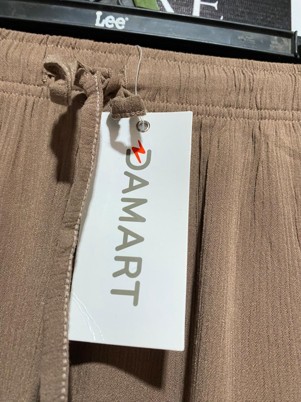 DAMART |L| WAIST 30| BROWN WIDE-LEG DRAWSTRING TROUSERS