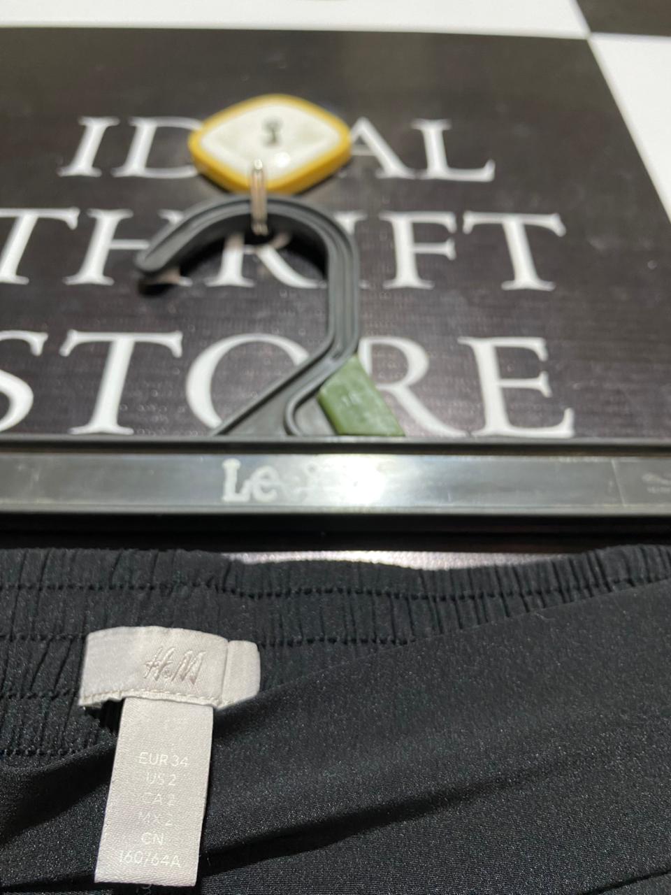 H&M |S| WAIST 24| BLACK HIGH-WAISTED WIDE-LEG TROUSERS