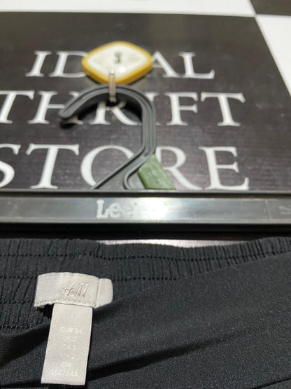 H&M |S| WAIST 24| BLACK HIGH-WAISTED WIDE-LEG TROUSERS