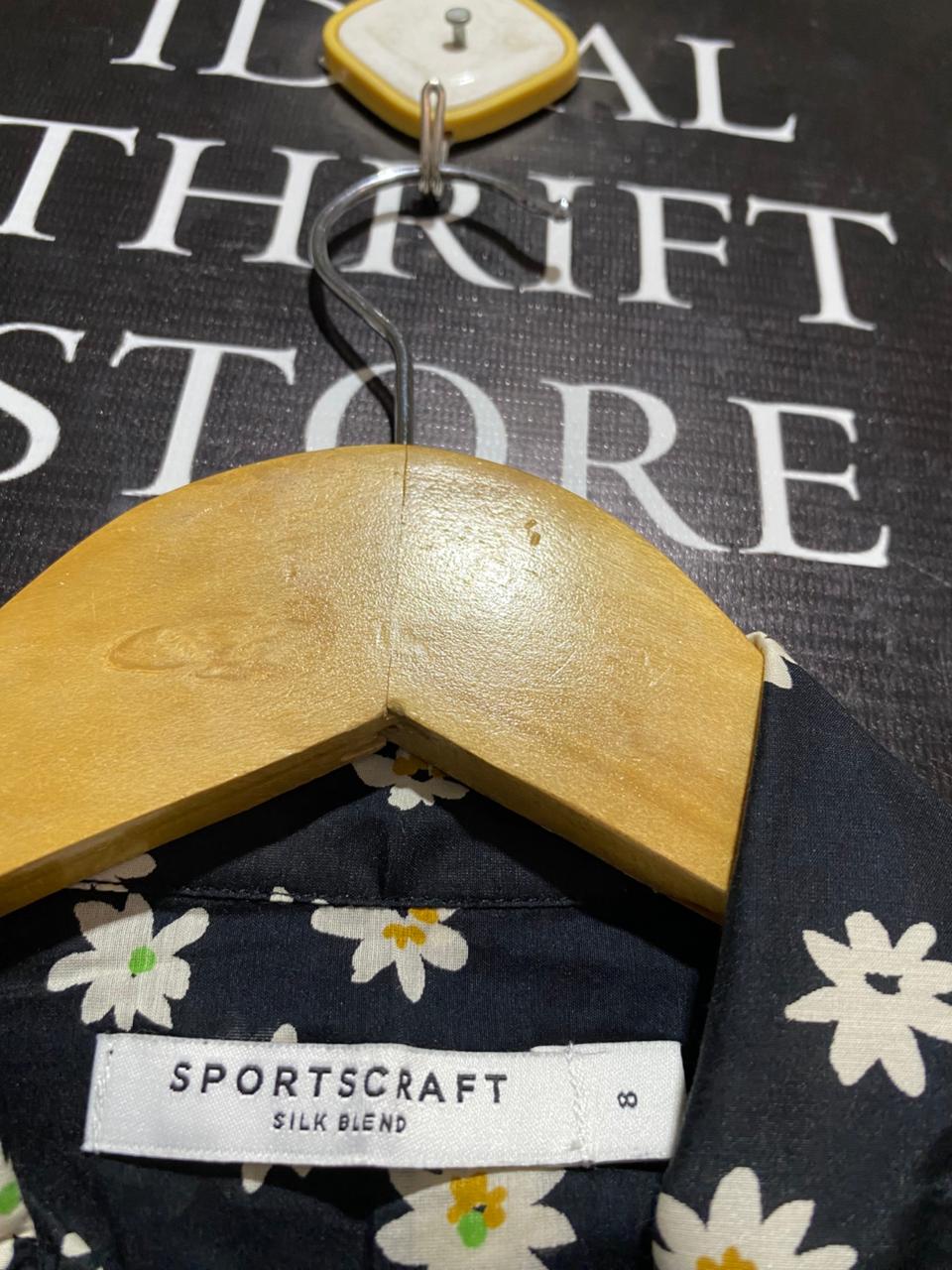 SPORTS CRAFT |M| BUST 18| BLACK DAISY PRINT LONG SLEEVE BUTTON-UP SHIRT