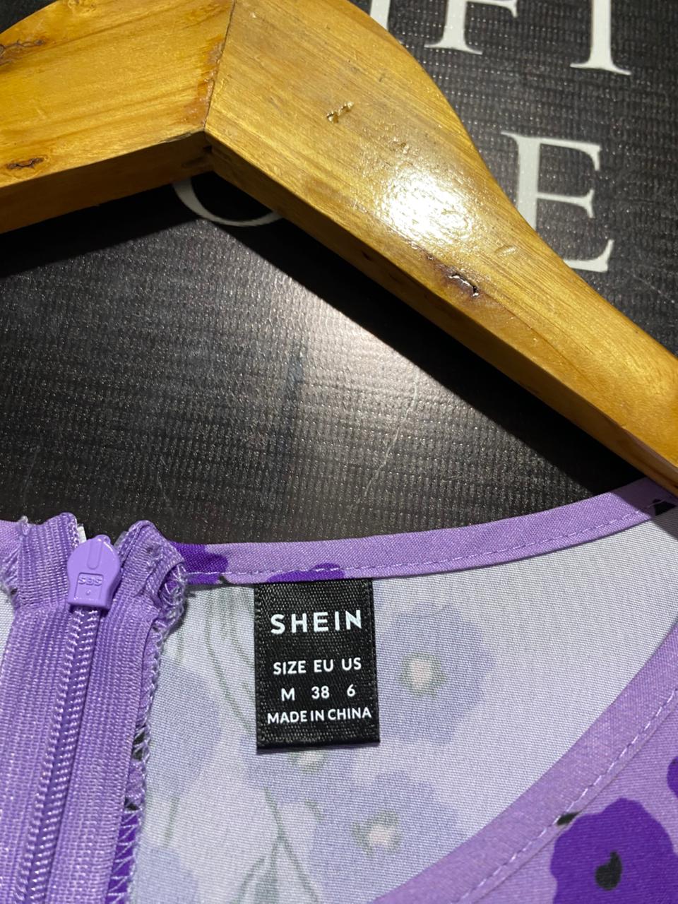 SHEIN |M| BUST 18| C3| PURPLE FLORAL LONG-SLEEVE MAXI DRESS